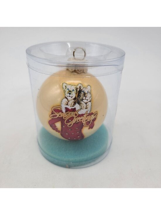 Siegfried & Roy Other - Siegfried & Roy Mirage Las Vegas Glass Ornament "Seasons Greetings" xmas Decor